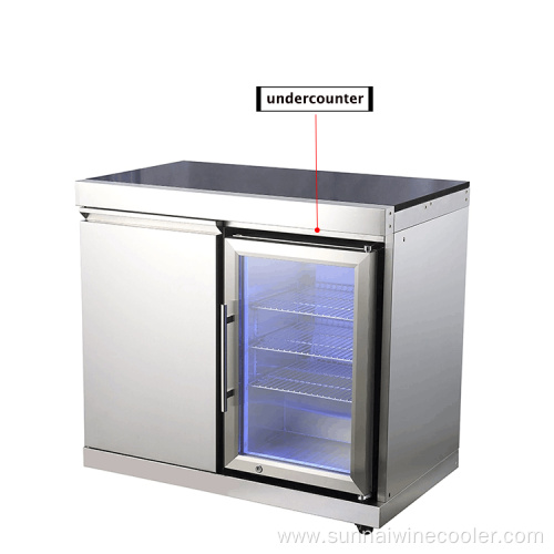 Hot sale 304 glass doors mini beverage cooler